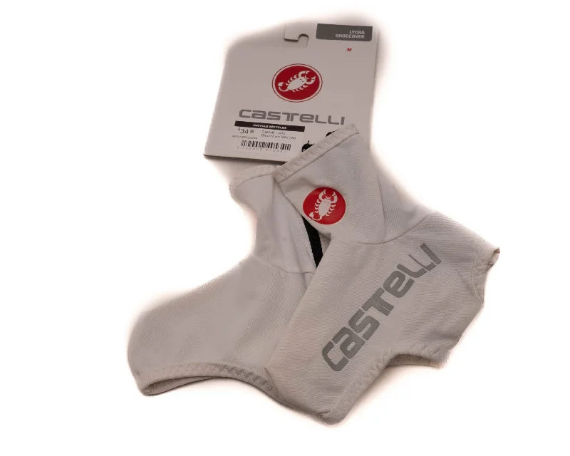 bicycle gear versatility-Castelli Lycra Shoecover  Wht MD