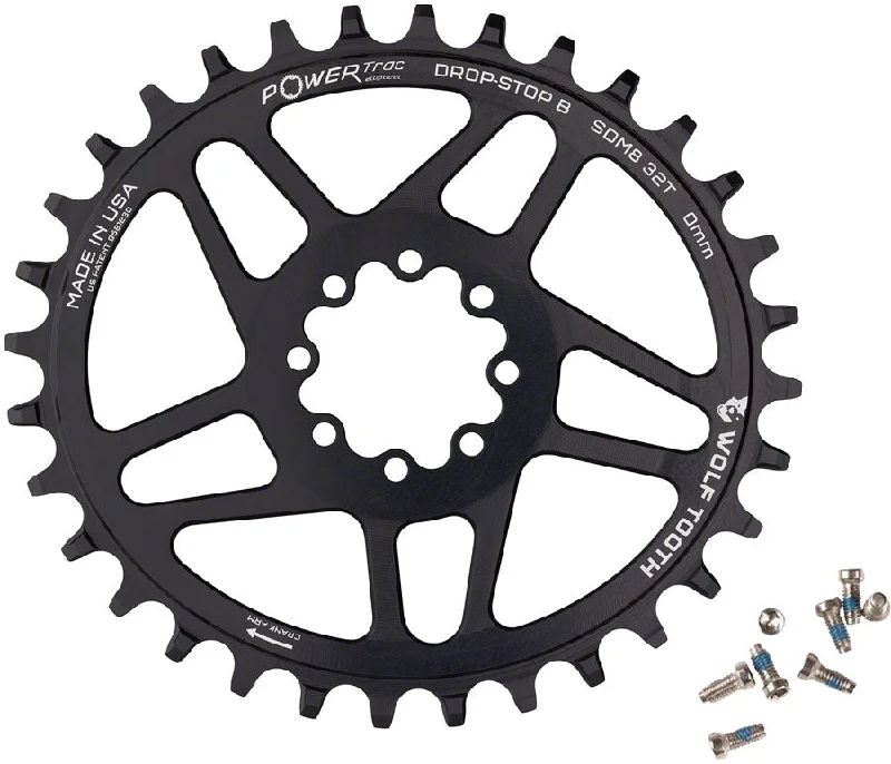 bicycle saddle personalization-Wolf Tooth Elliptical Direct Mount Chainring - 32t SRAM Direct Mount Drop-Stop B For SRAM 8-Bolt Cranksets 0mm Offset BLK