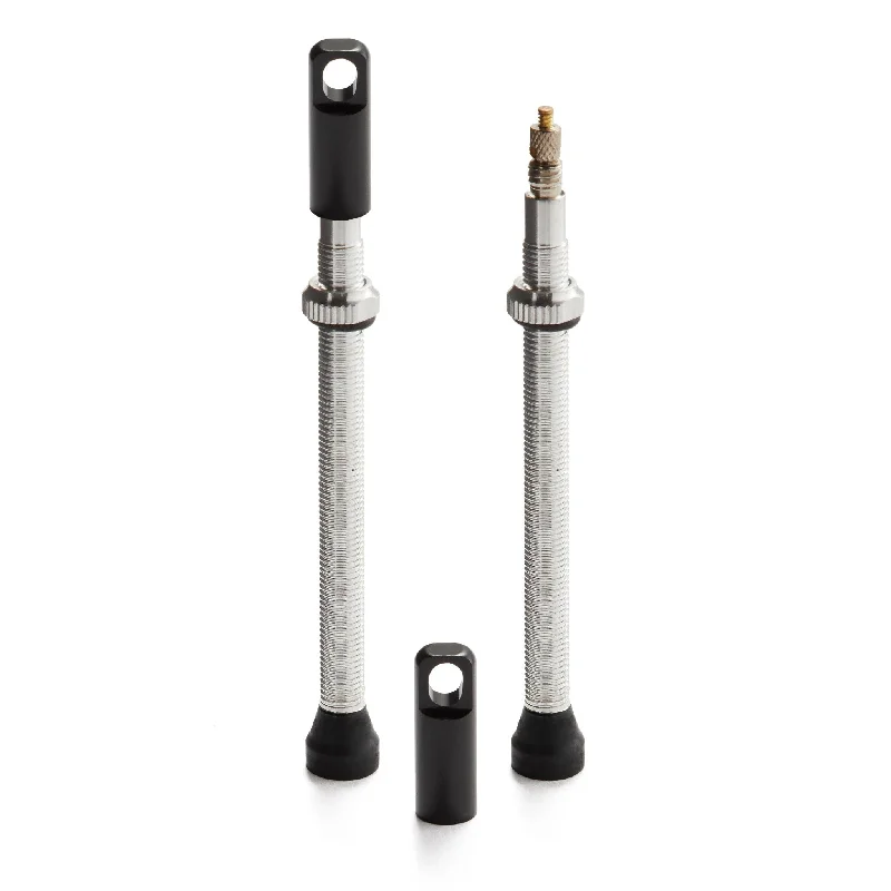 bicycle pedal tensile-Tubeless Presta Valve Stems with Integrated Valve Core Tool - 80mm Silver