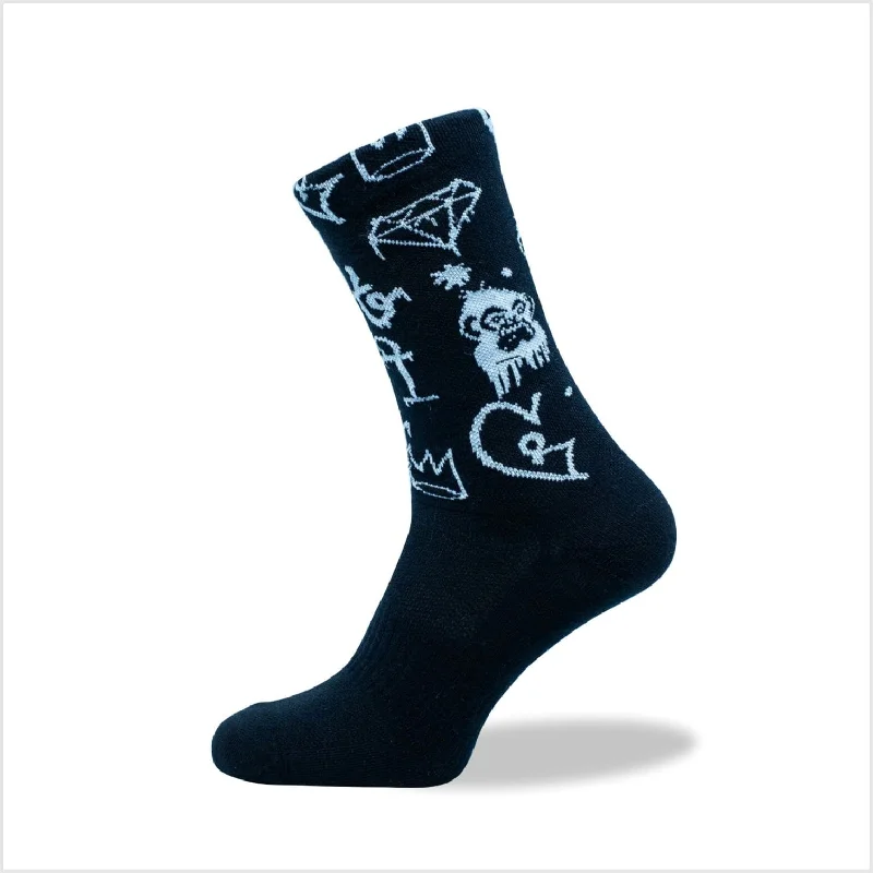 bicycle rotor durability-Grumpy Monkey Socks Grafitti Black