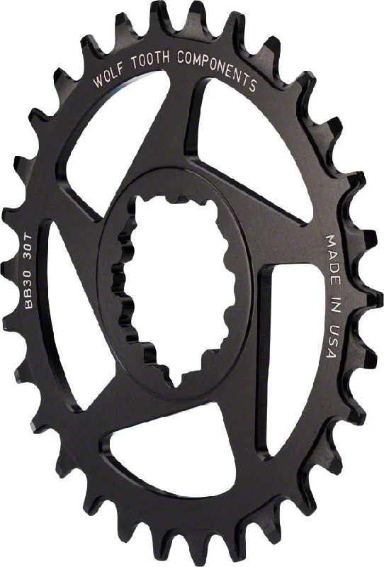 bicycle brake personalization-Wolf Tooth Direct Mount Chainring - 30t SRAM Direct Mount Drop-Stop A For BB30 Short Spindle Cranksets 0mm Offset BLK