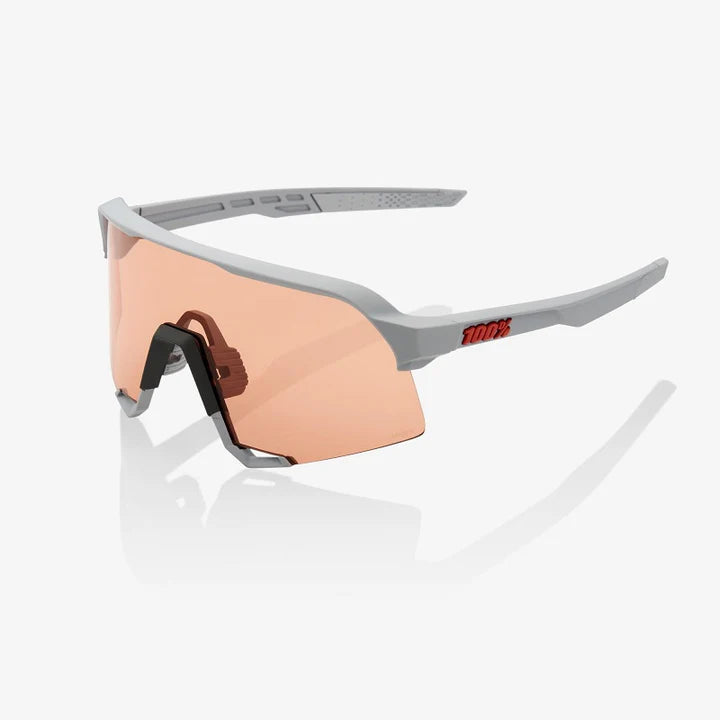 bicycle cleat improvement-100% Sunglasses S3 Soft Tact Stone Grey Hiper Coral