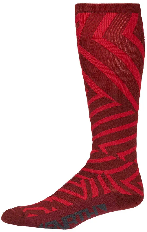 bicycle cleat agility-45NRTH Dazzle Midweight Knee High Wool Sock - Chili Pepper/Red Large