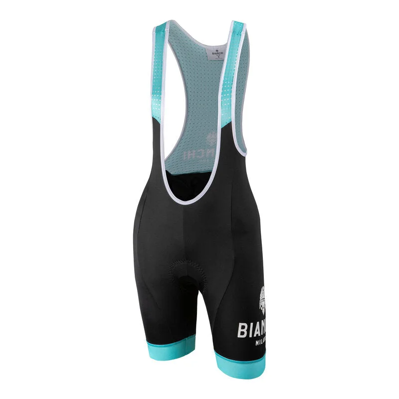 bicycle cleat personalization-Bianchi Milano Nocito Women's Bib Shorts (Black / Celeste) XS-XL