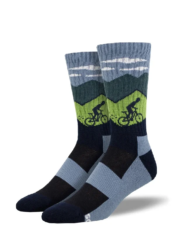 bicycle gear shear-Ride On Men's Wool Crew Socks Blue