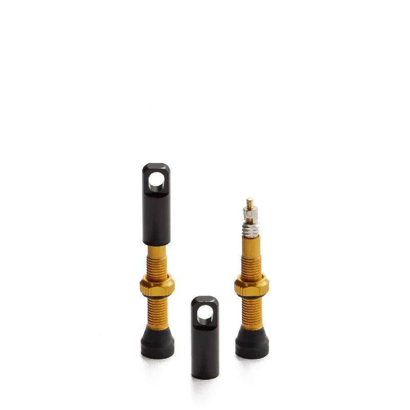 bicycle pad compression-Tubeless Presta Valve Stems with Integrated Valve Core Tool - 36mm Gold