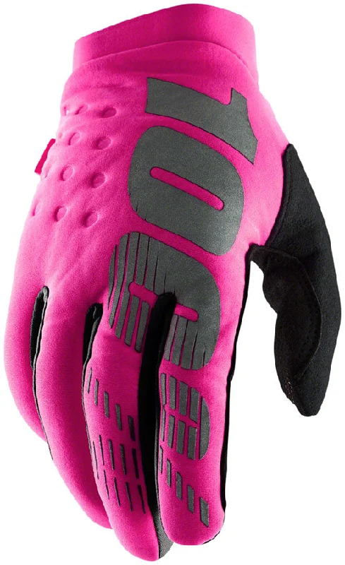 bicycle assembly strain-100% Brisker Gloves - Neon Pink/Black Full Finger Womens Small