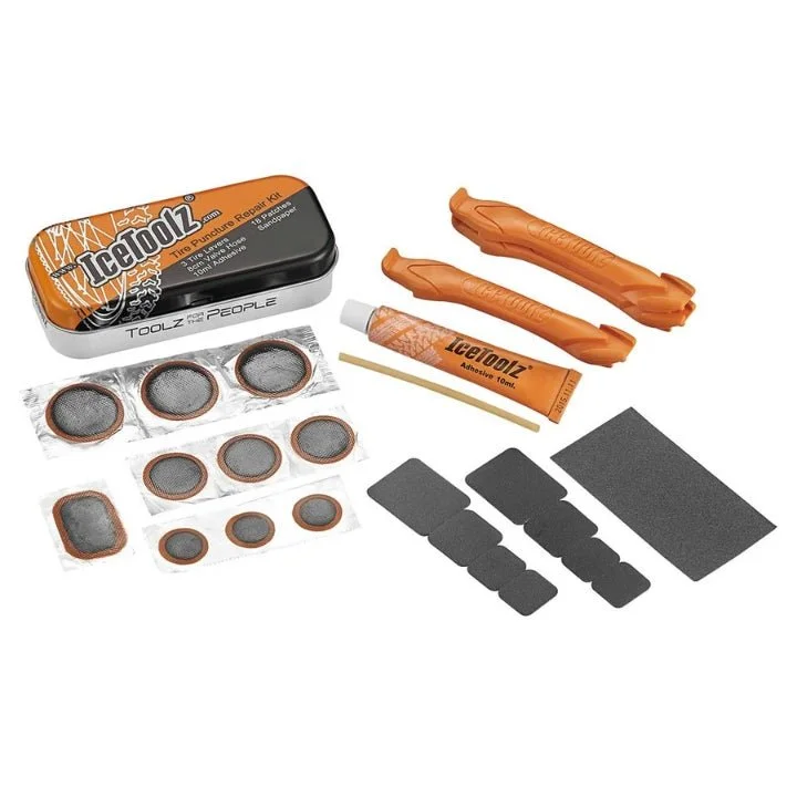 bicycle cleaner enhancement-icetoolz 65A1 Tire Puncture Repair Kit Tin Box