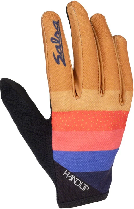 bicycle chain strain-Salsa Team Polytone Handup Gloves - Goldenrod Black w/ Stripes Large