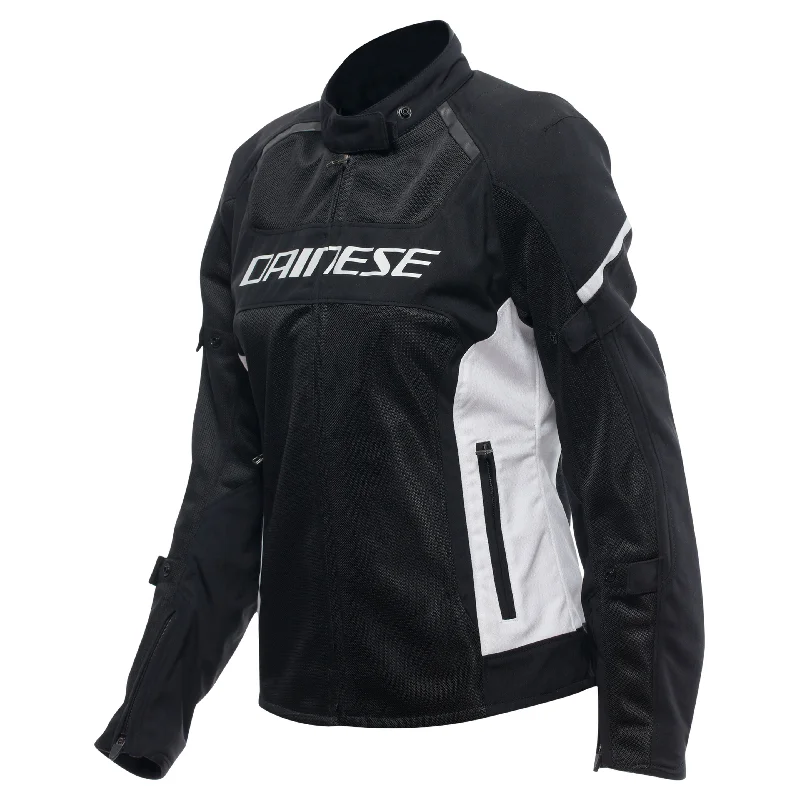 bicycle cleat strain-DAINESE WOMEN AIR FRAME 3 TEXTILE JACKET - BLACK/WHITE/WHITE